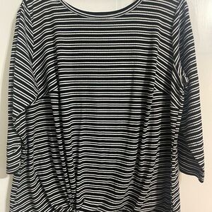 I.N. Studio Black & White 1X 3/4 Length Sleeve Dress Shirt